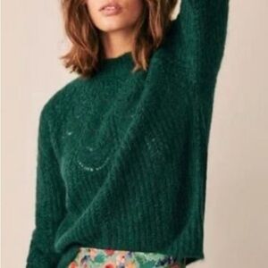 Sezane La Maille Paulin Mohair Jumper Sweater Forest Green Size Small